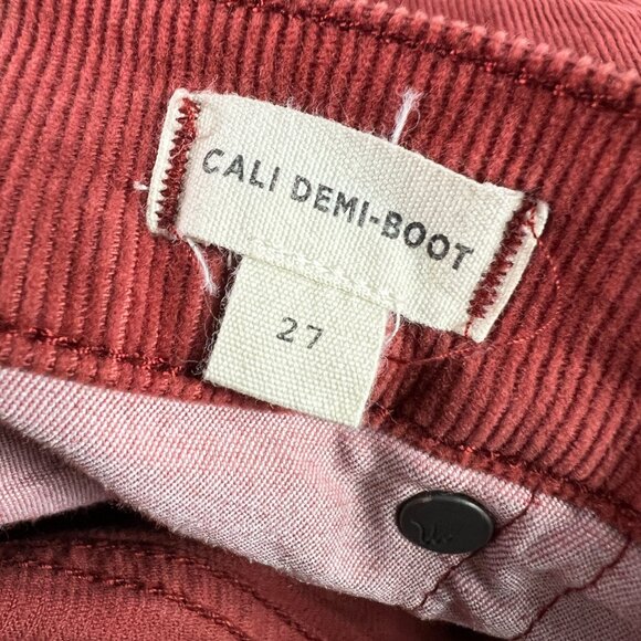 Madewell Pants Women 28x25* Cali Demi Boot Cut Crop Mid Rise Red Corduroy Tag 27 - Picture 7 of 16
